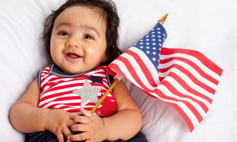 Proud Asian American Baby Celebrating July Fourth